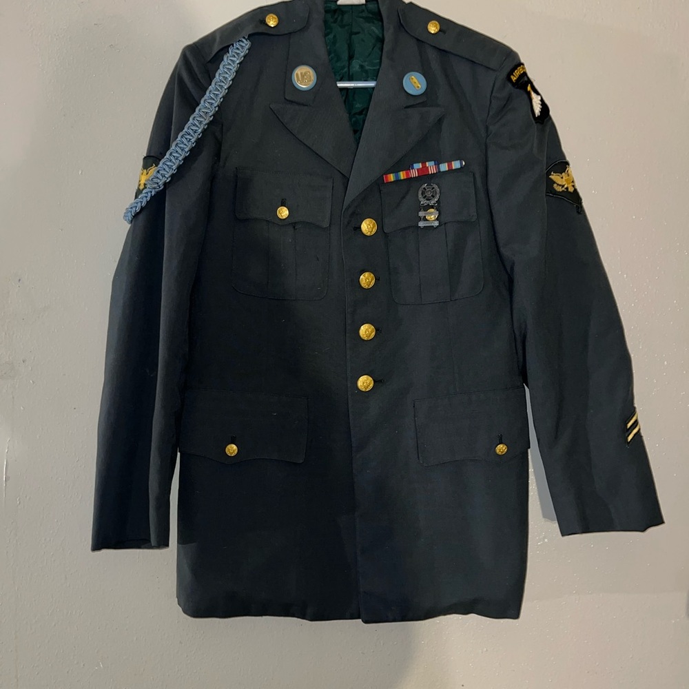 Men's Green Military Blazer with Gold Accents